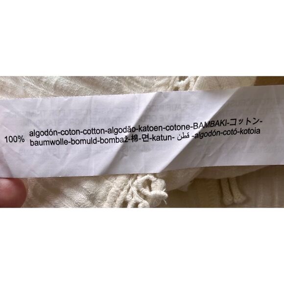 NWT Zara Beaded Macrame Knot & Fringe Cotton V-Neck Top in Ecru, Size XS - Picture 15 of 15